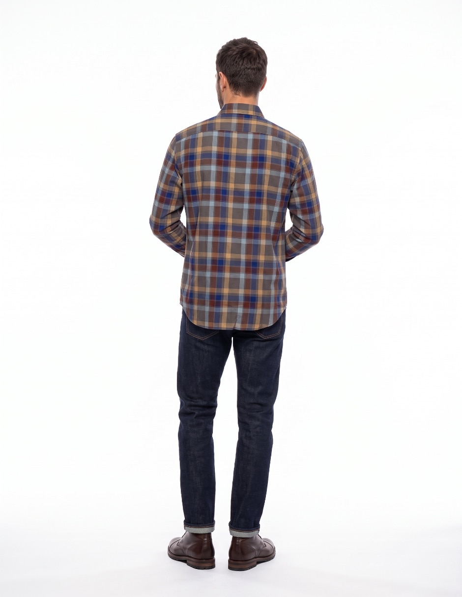 Camisa casual polo sur de algodón manga larga para hombre 2