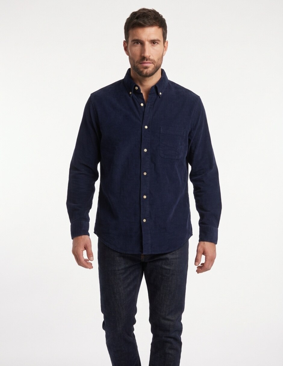 Camisa casual de algodón manga larga para hombre Camisa casual de algodón manga larga para hombre