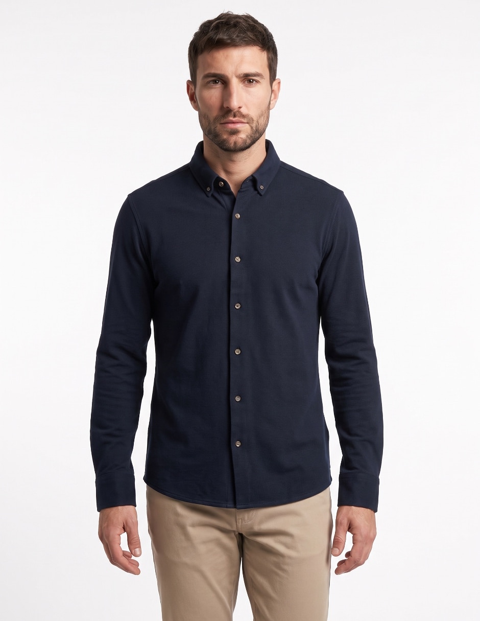 Camisa casual polo sur manga larga para hombre