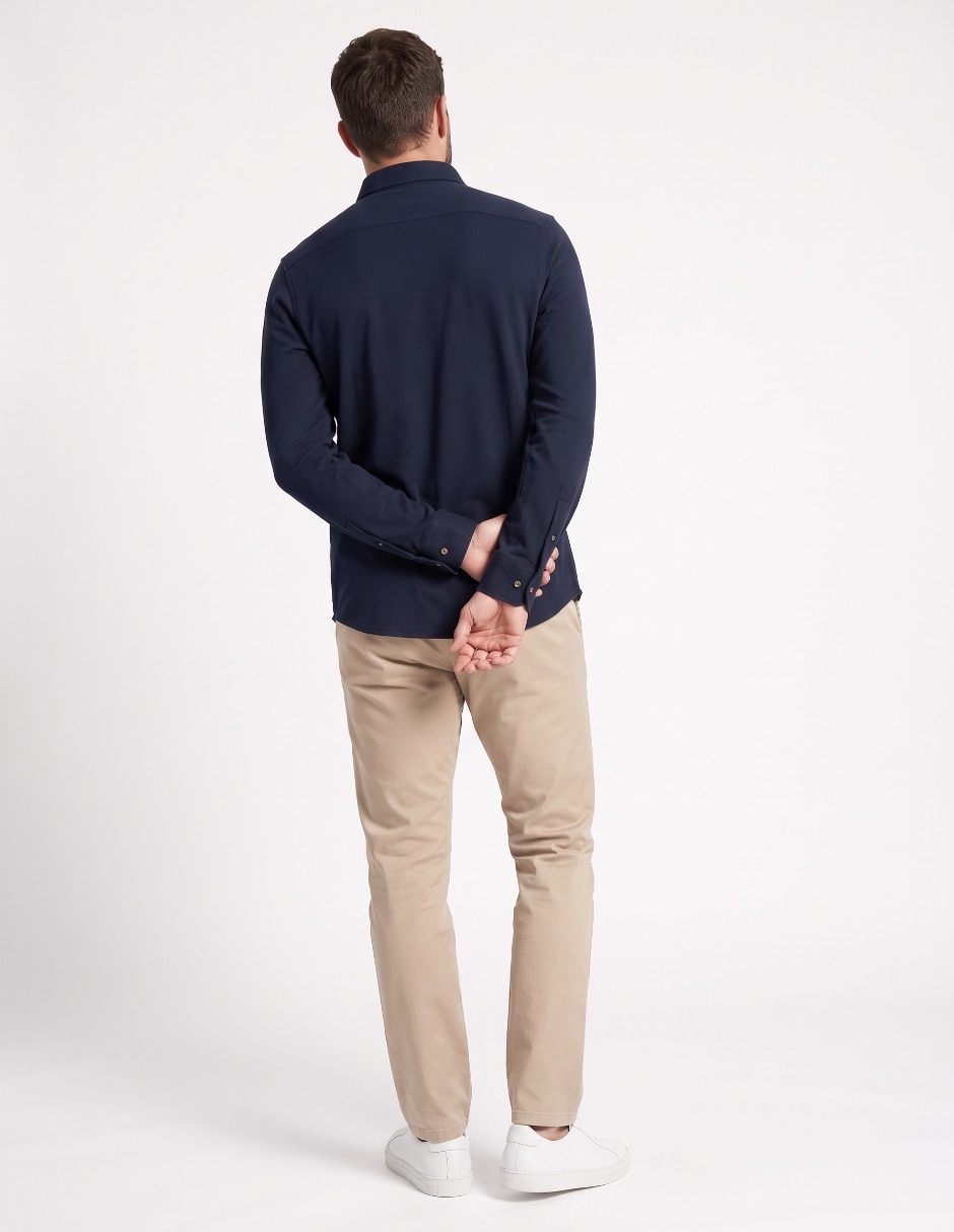 Camisa casual polo sur manga larga para hombre 2