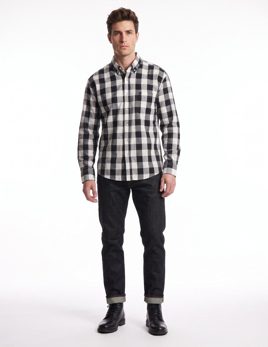 Camisa casual de algodón manga larga para hombre 3