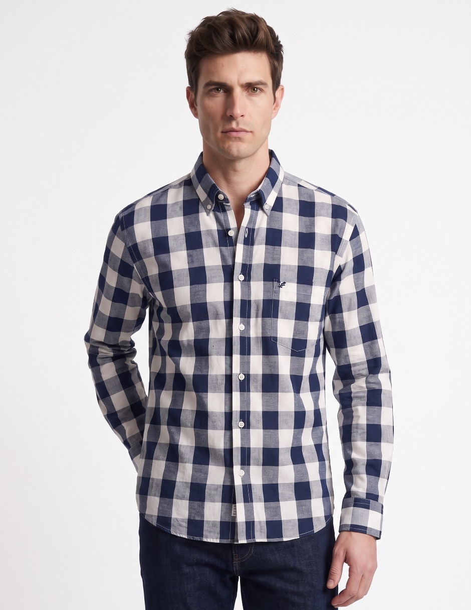 Camisa casual de algodón manga larga para hombre