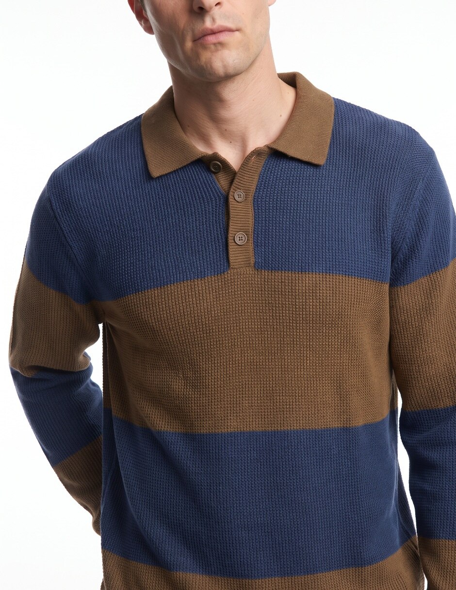 Suéter cuello camisero para hombre 4