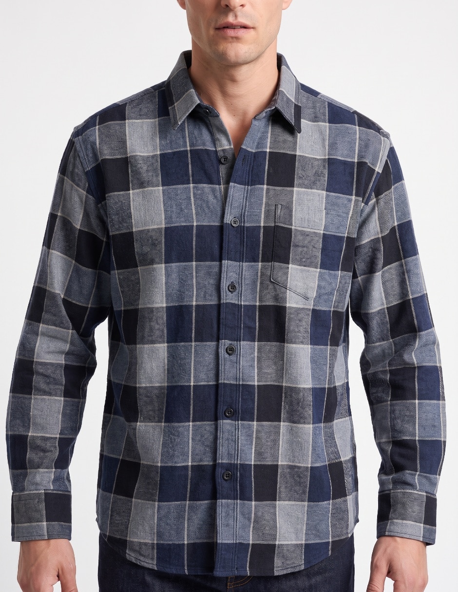 Camisa casual de algodón manga larga para hombre 4