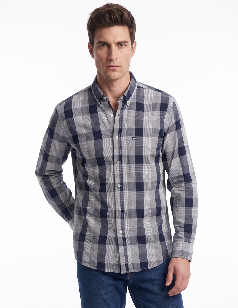 Camisa casual de algodón manga larga para hombre Camisa casual de algodón manga larga para hombre