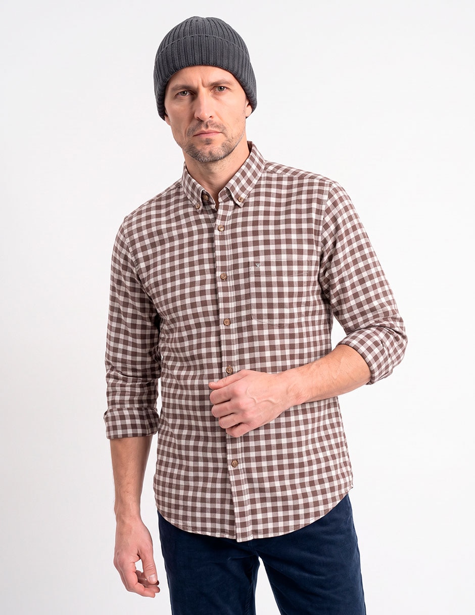 Camisa casual de algodón manga larga para hombre