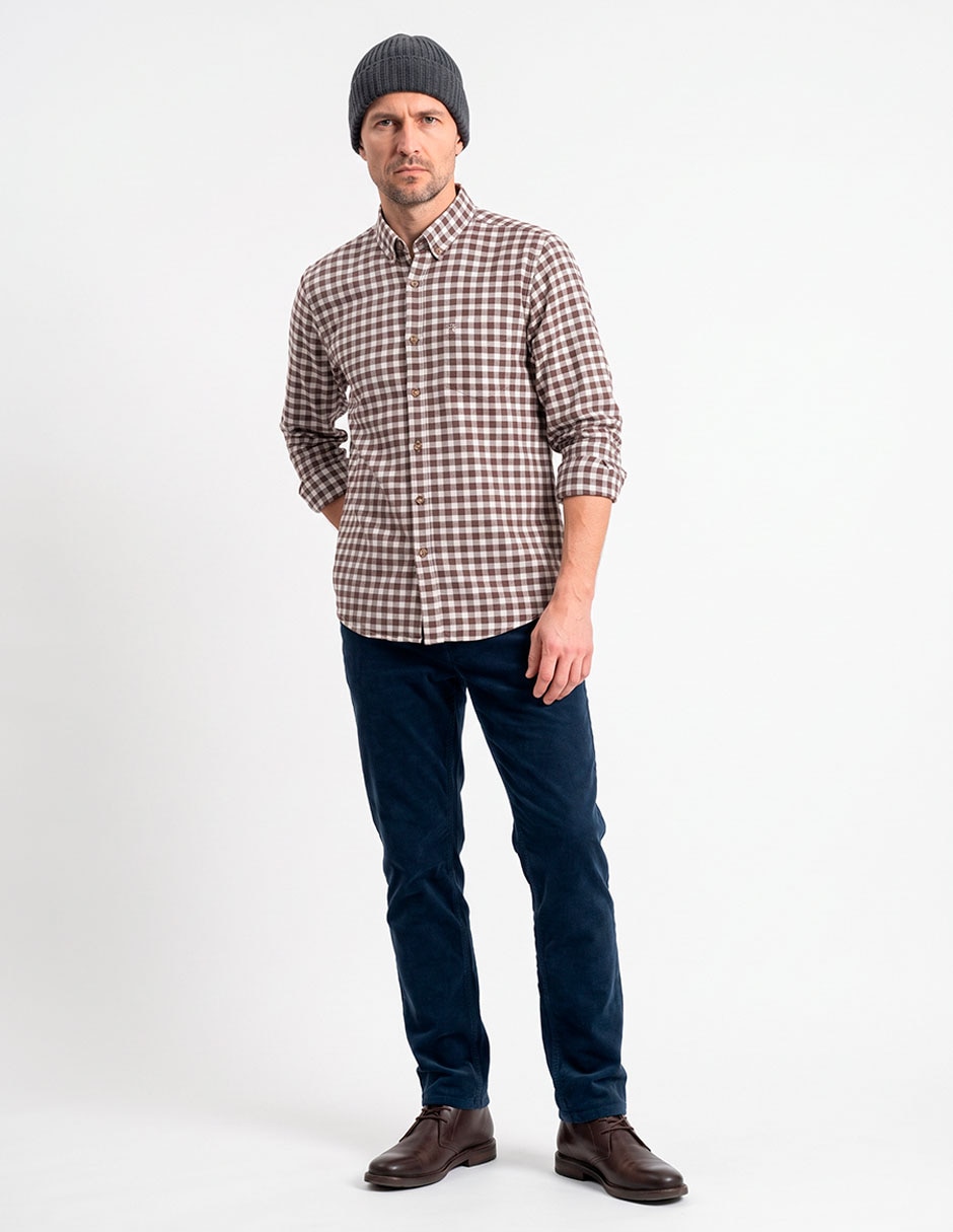 Camisa casual de algodón manga larga para hombre