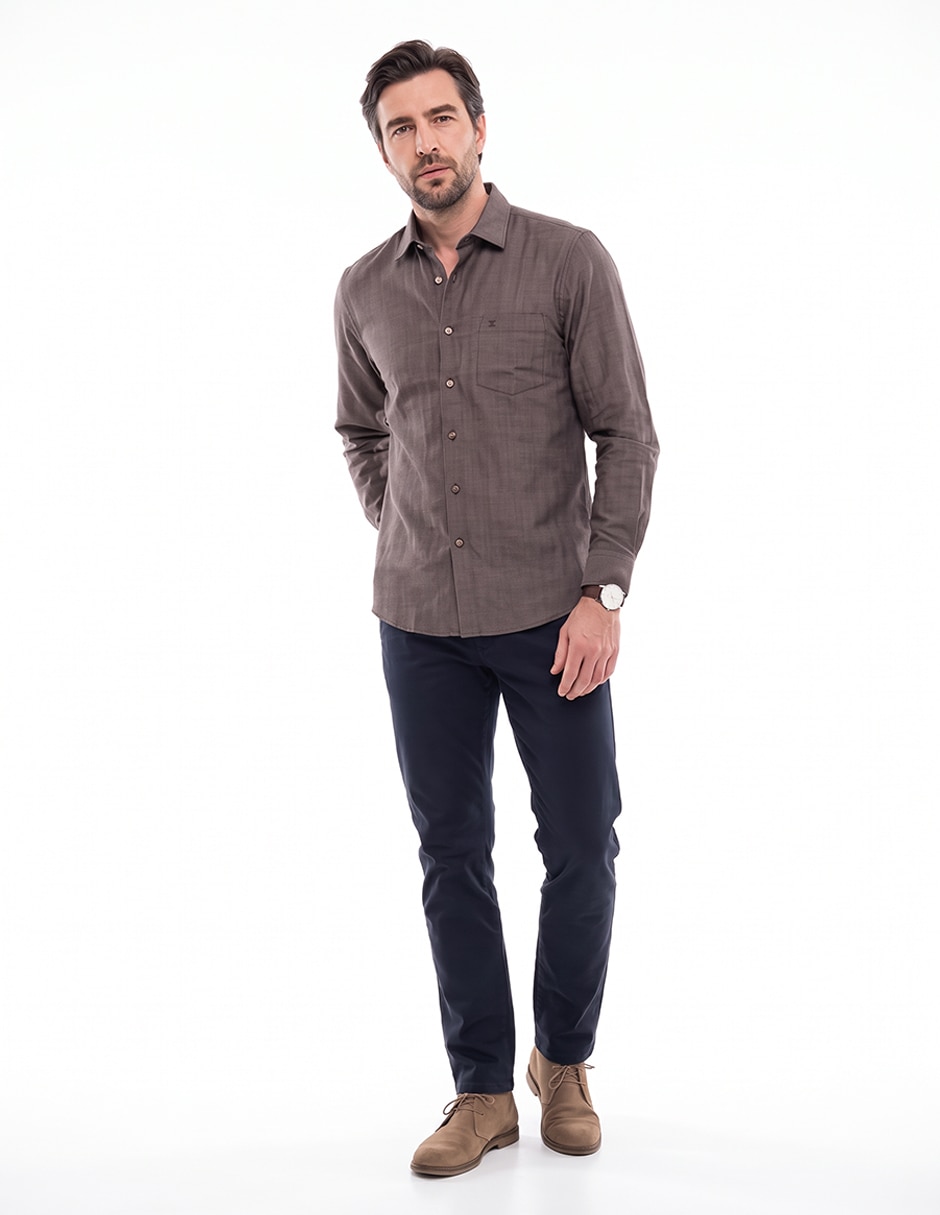 Camisa casual de algodón manga larga para hombre