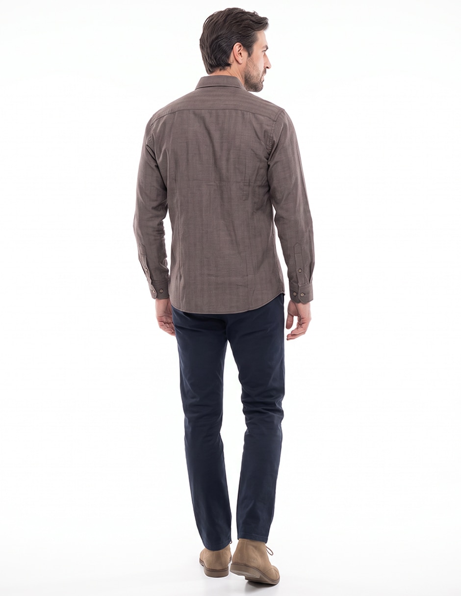 Camisa casual de algodón manga larga para hombre