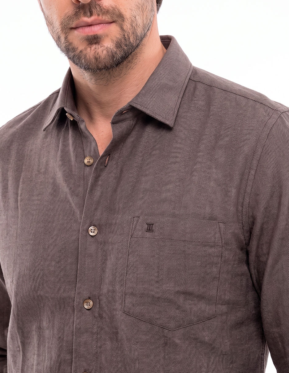 Camisa casual de algodón manga larga para hombre