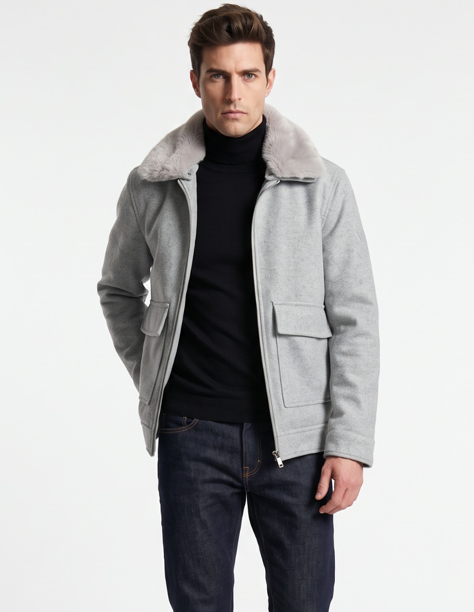 Chamarra bomber con bolsillos para hombre Chamarra bomber con bolsillos para hombre