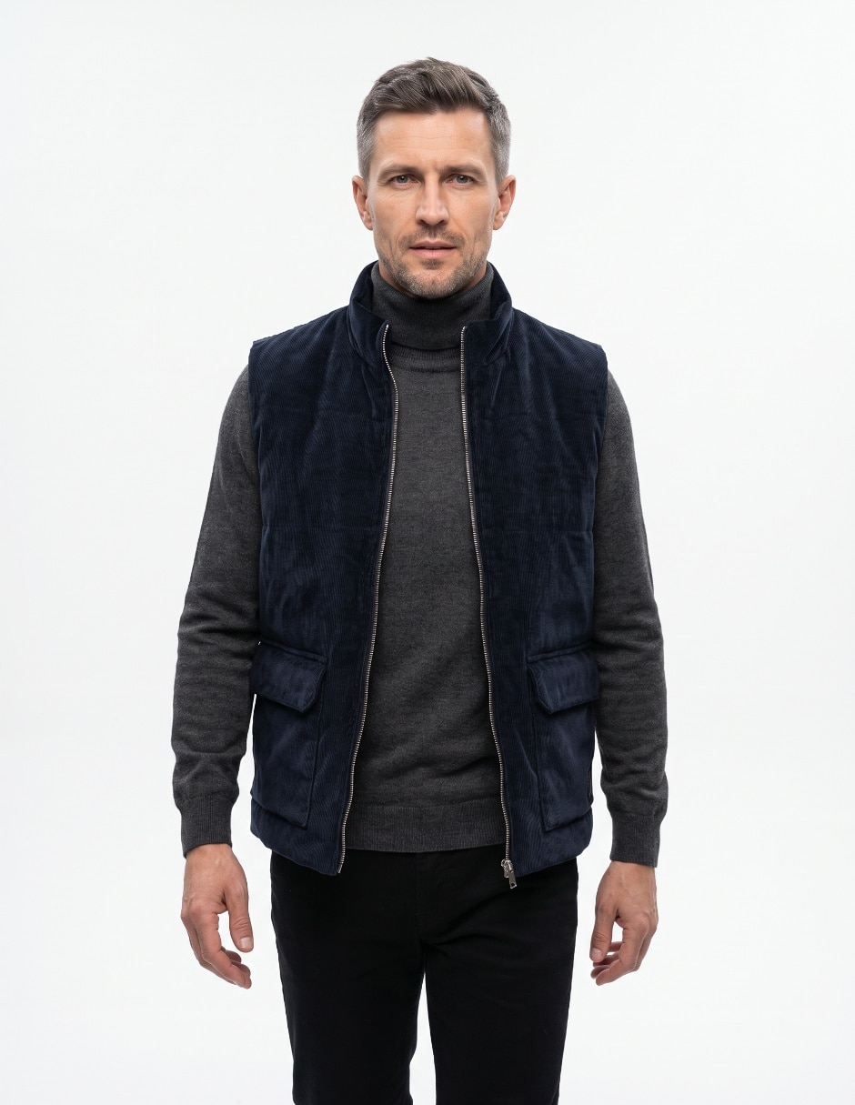 Chaleco de pana con bolsillos para hombre