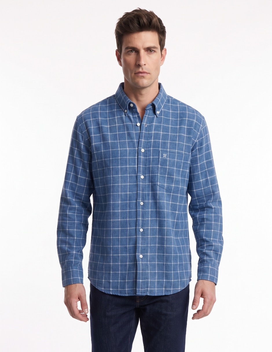 Camisa casual de algodón manga larga para hombre