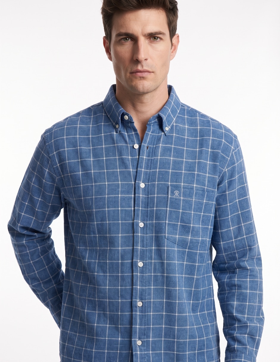 Camisa casual de algodón manga larga para hombre 4