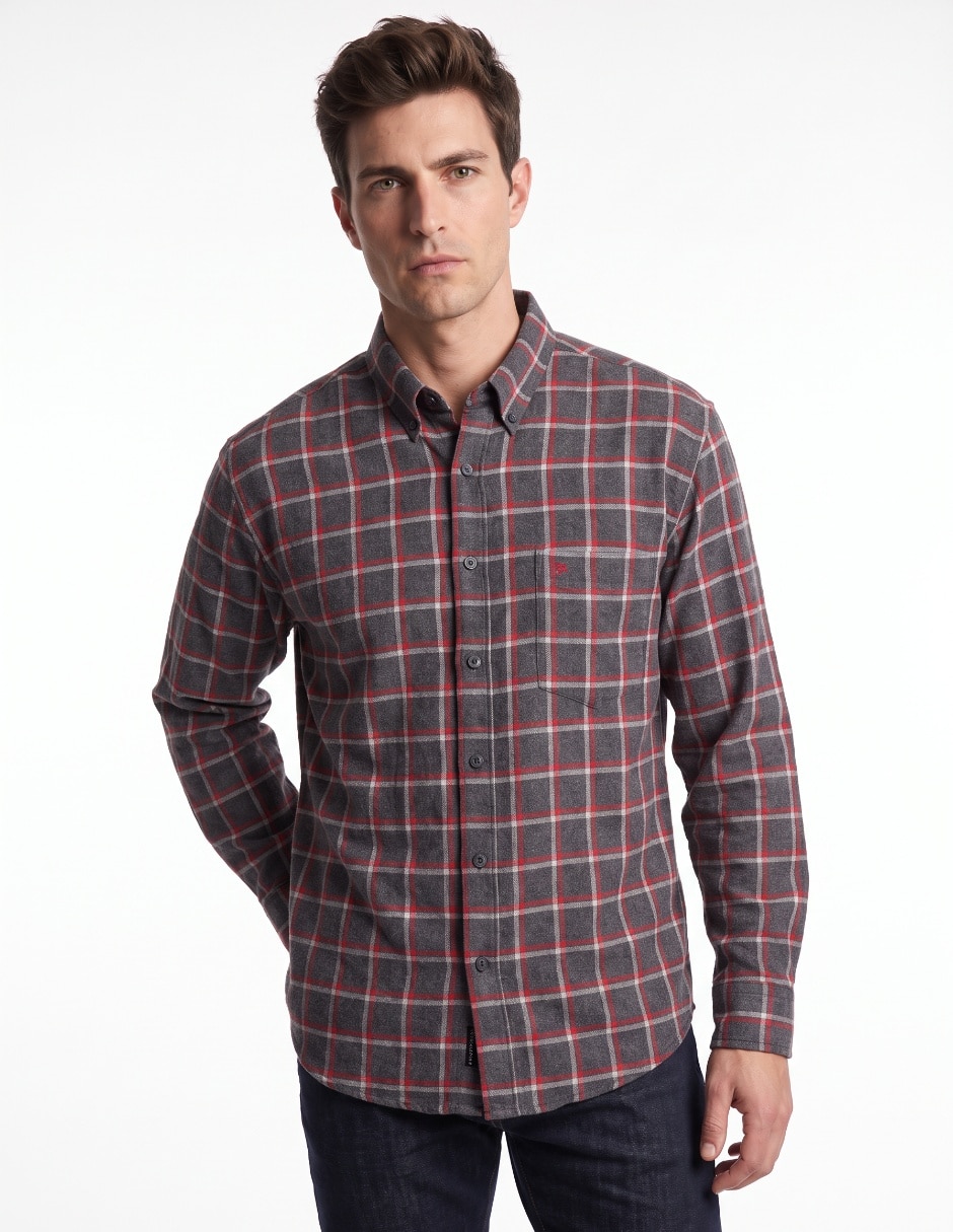 Camisa casual de algodón manga larga para hombre Camisa casual de algodón manga larga para hombre