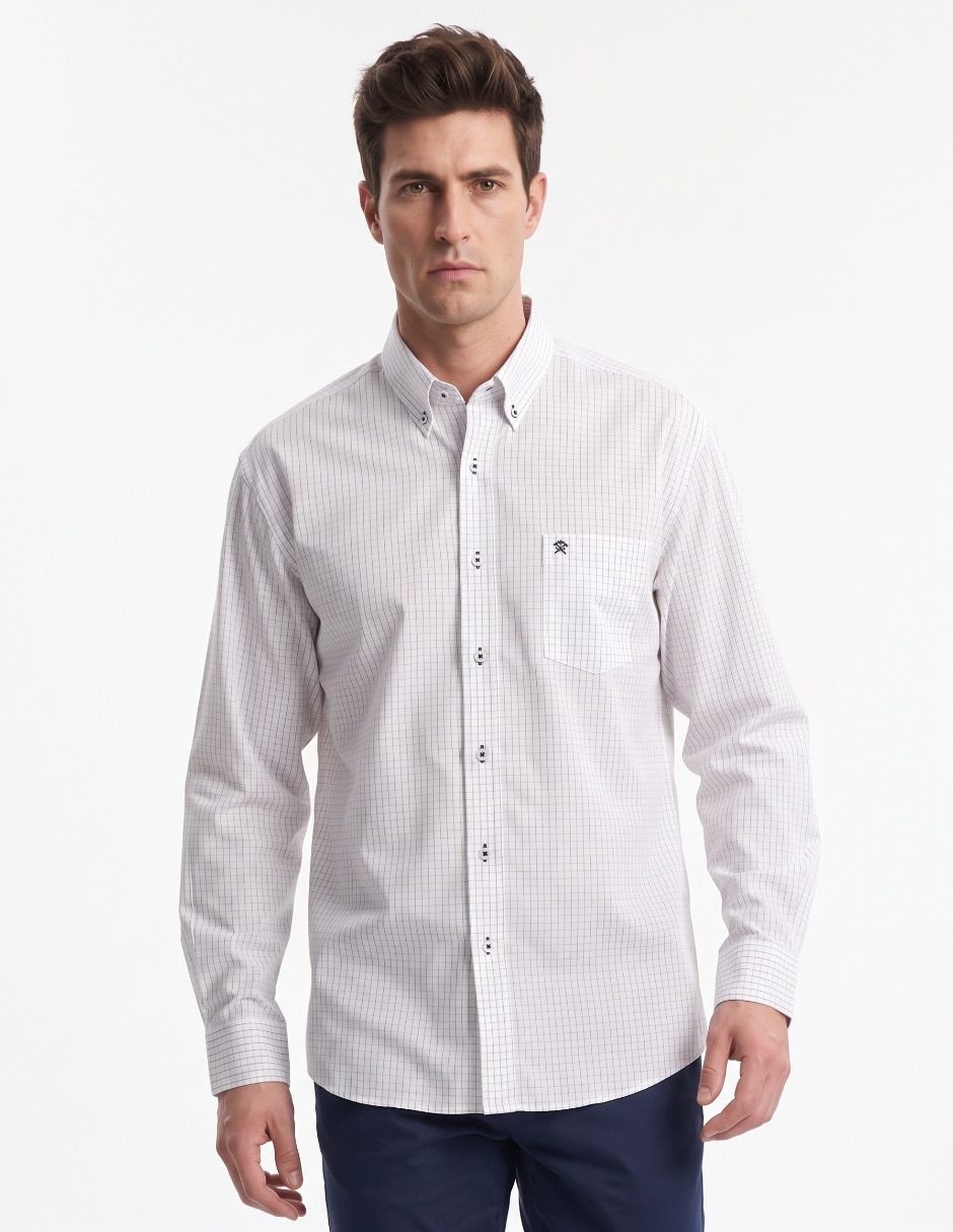 Camisa casual de algodón manga larga para hombre