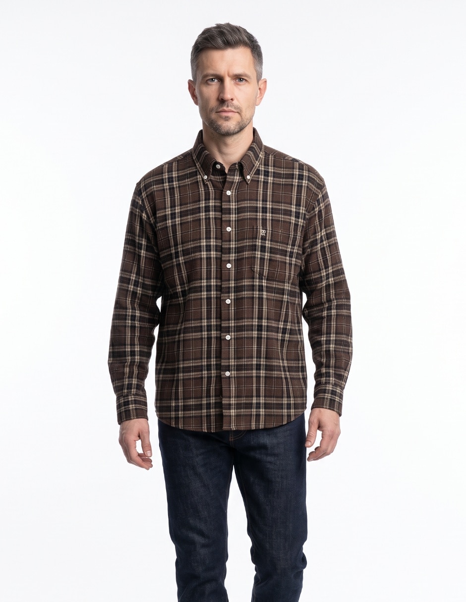 Camisa casual manga larga para hombre