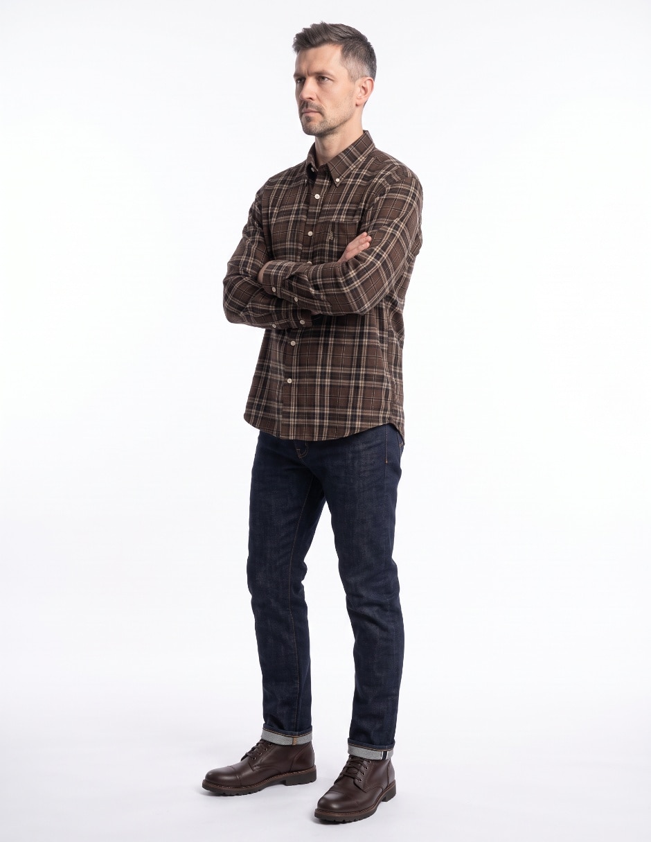 Camisa casual manga larga para hombre 4