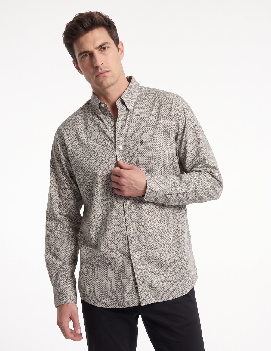 Camisa casual de algodón manga larga para hombre