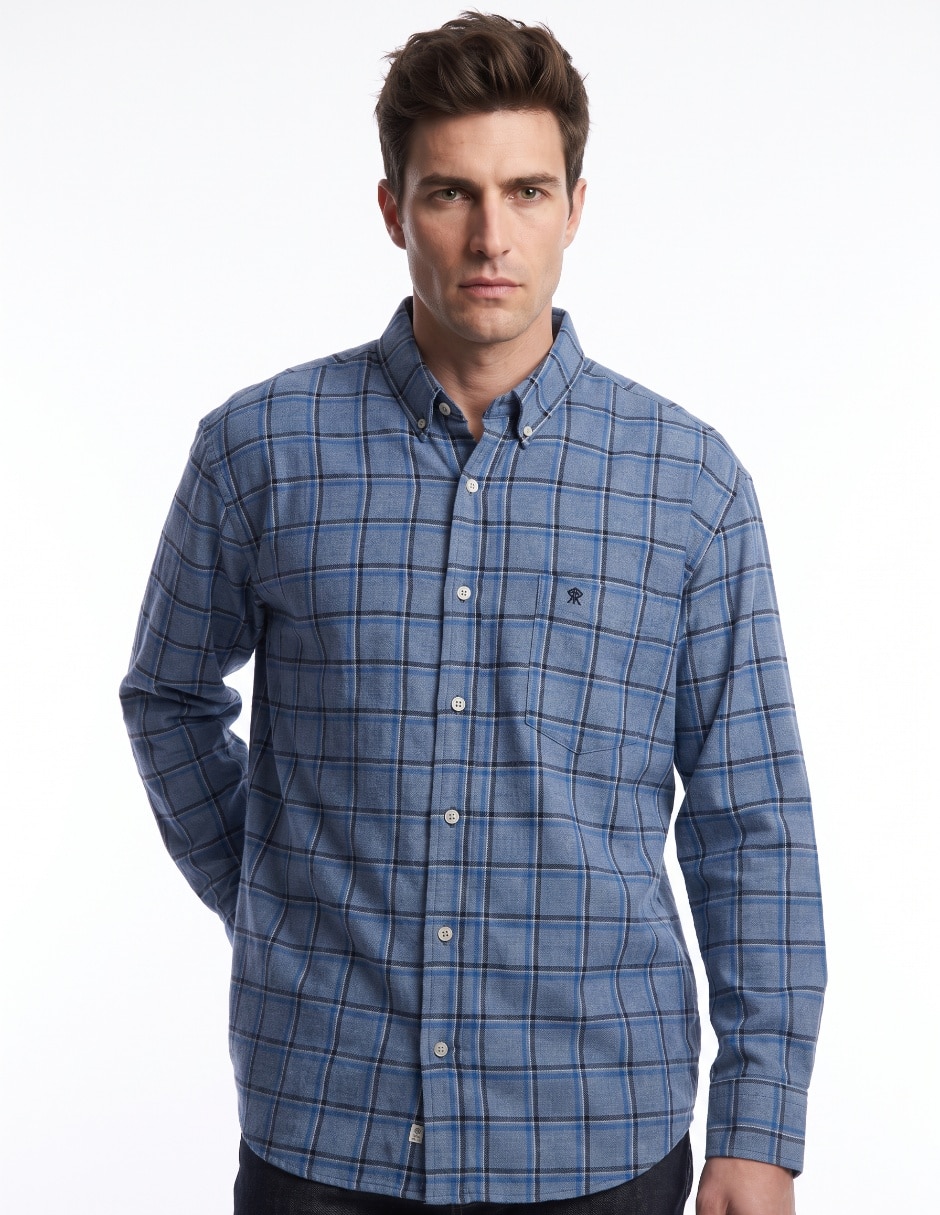 Camisa casual de algodón manga larga para hombre Camisa casual de algodón manga larga para hombre