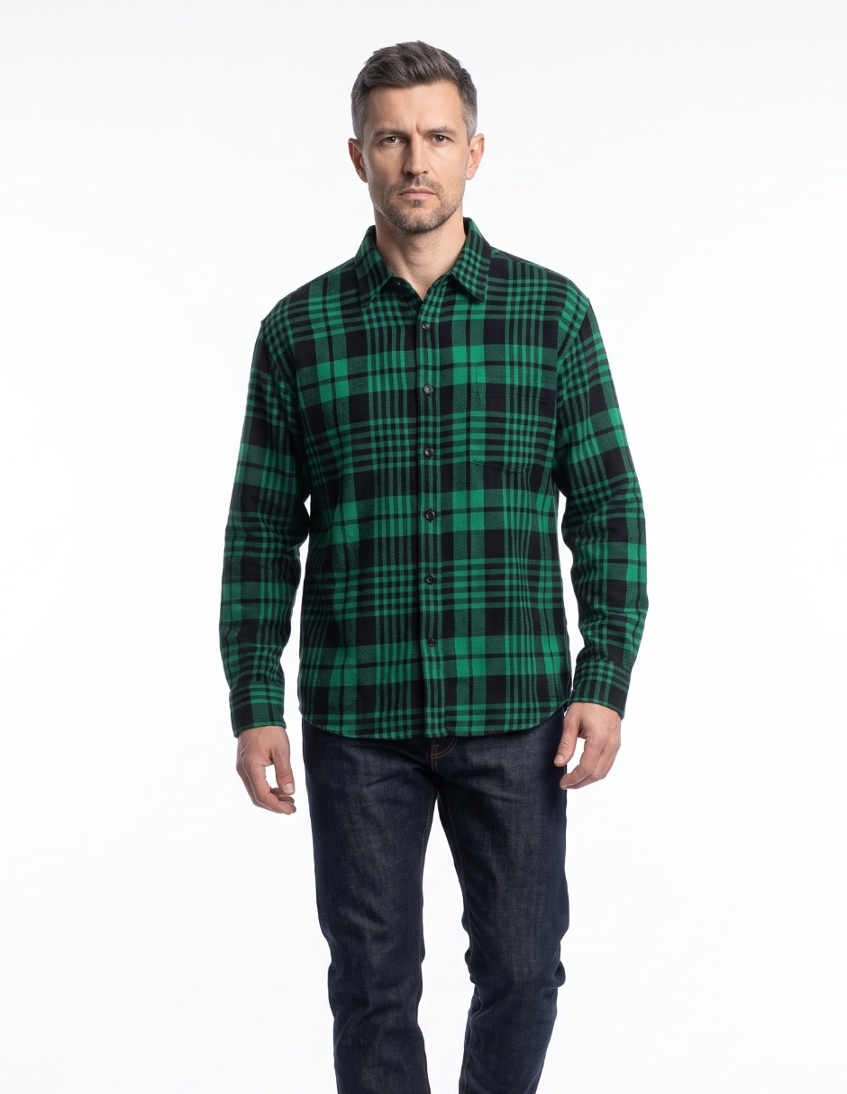 Camisa casual manga larga para hombre