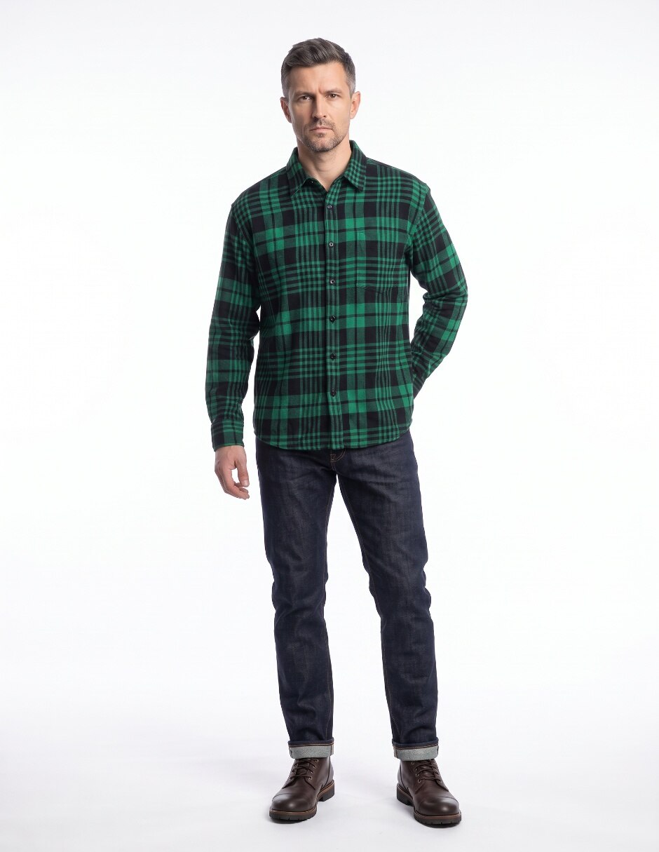 Camisa casual manga larga para hombre 5
