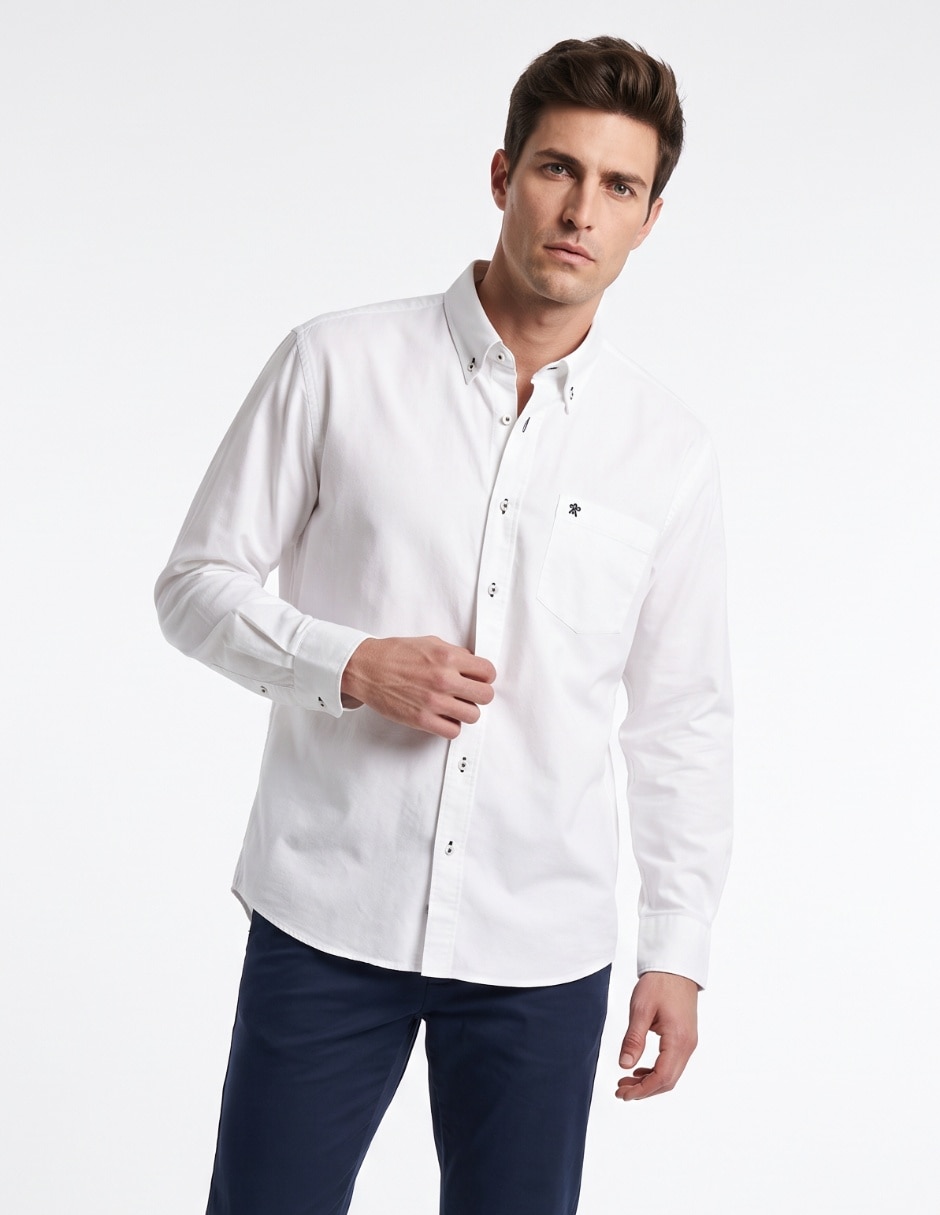 Camisa casual de algodón manga larga para hombre