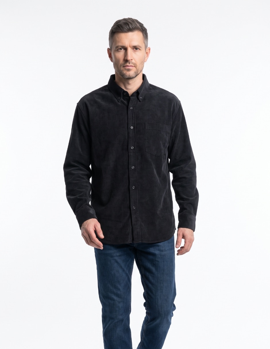 Camisa casual de pana manga larga para hombre Camisa casual de pana manga larga para hombre