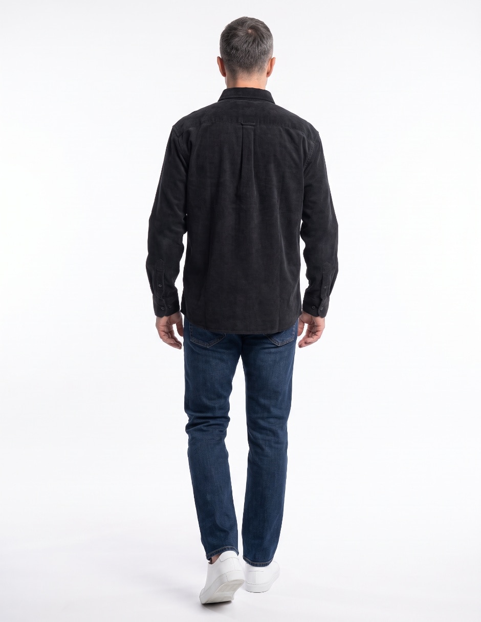 Camisa casual de pana manga larga para hombre 2