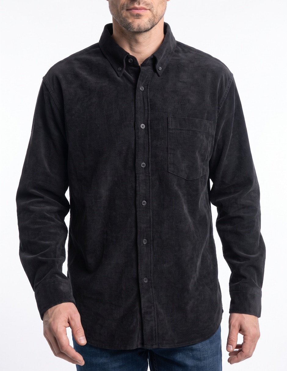 Camisa casual de pana manga larga para hombre 3