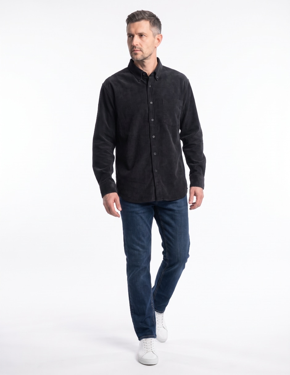 Camisa casual de pana manga larga para hombre 4