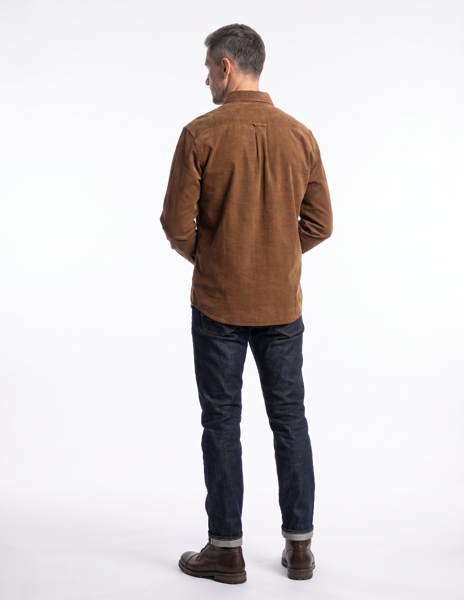 Camisa casual de pana manga larga para hombre 2