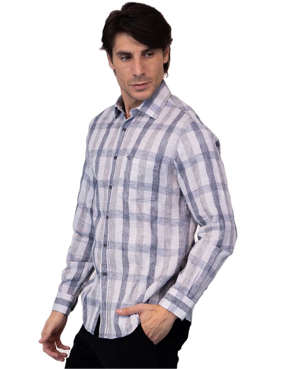Camisa casual de algodón manga larga para hombre