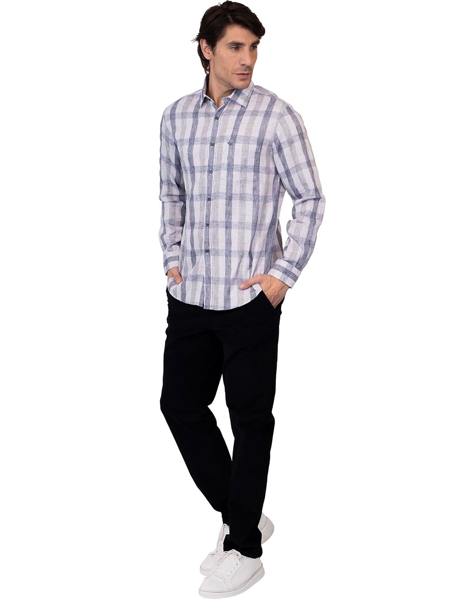 Camisa casual de algodón manga larga para hombre 4