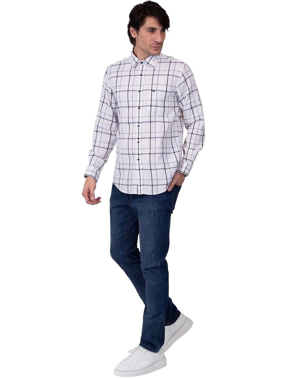 Camisa casual de algodón manga larga para hombre 4