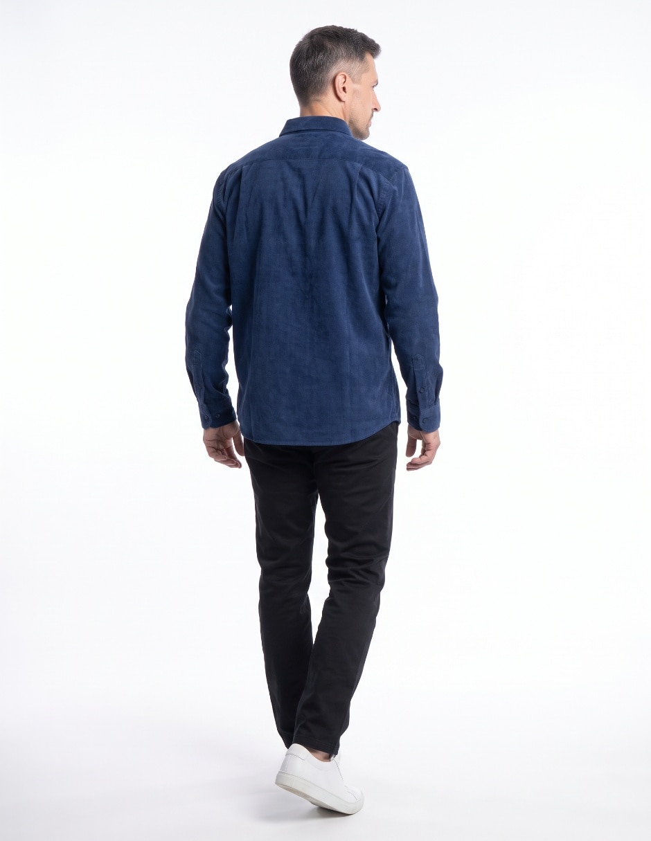 Camisa casual de pana manga larga para hombre 2