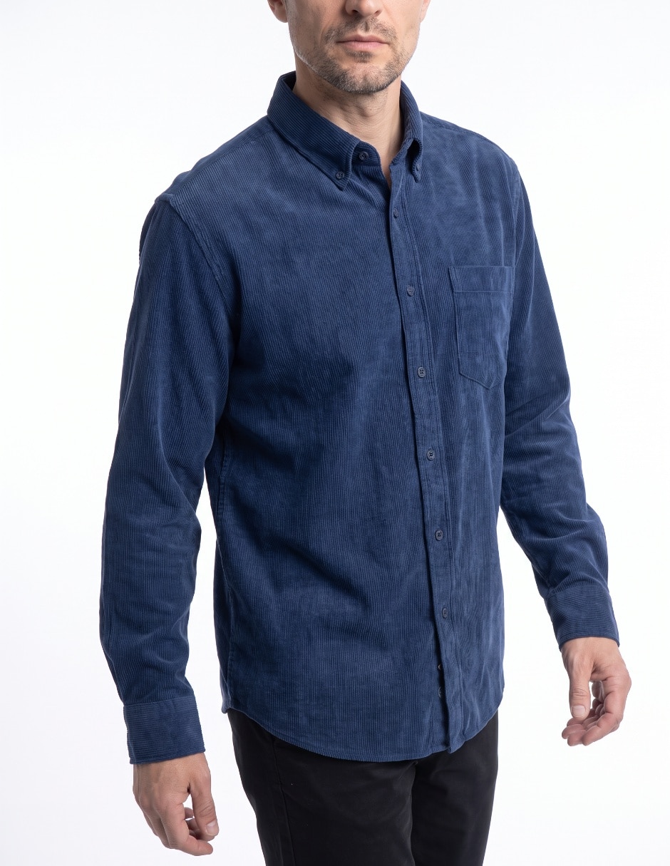 Camisa casual de pana manga larga para hombre 3