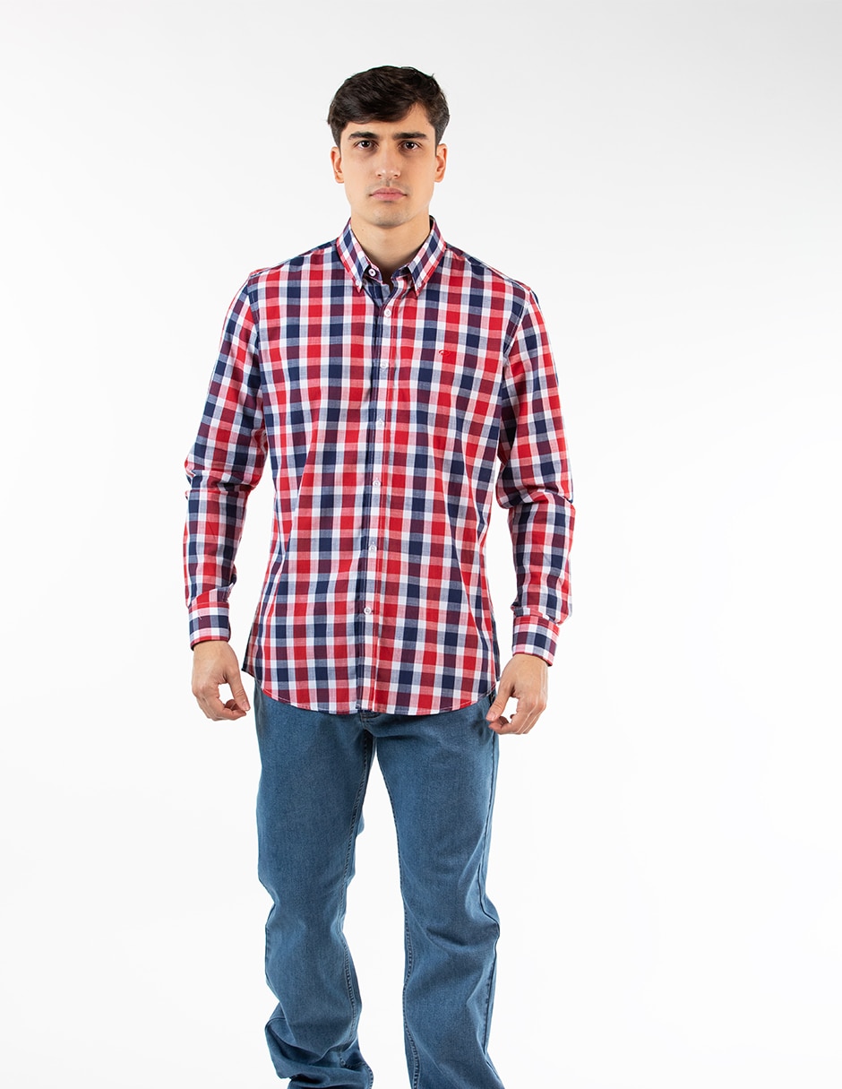 Camisa casual de algodón manga larga para hombre