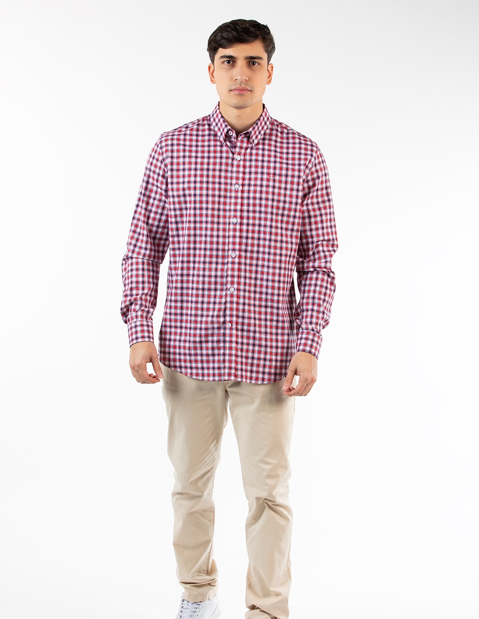 Camisa casual de algodón manga larga para hombre Camisa casual de algodón manga larga para hombre