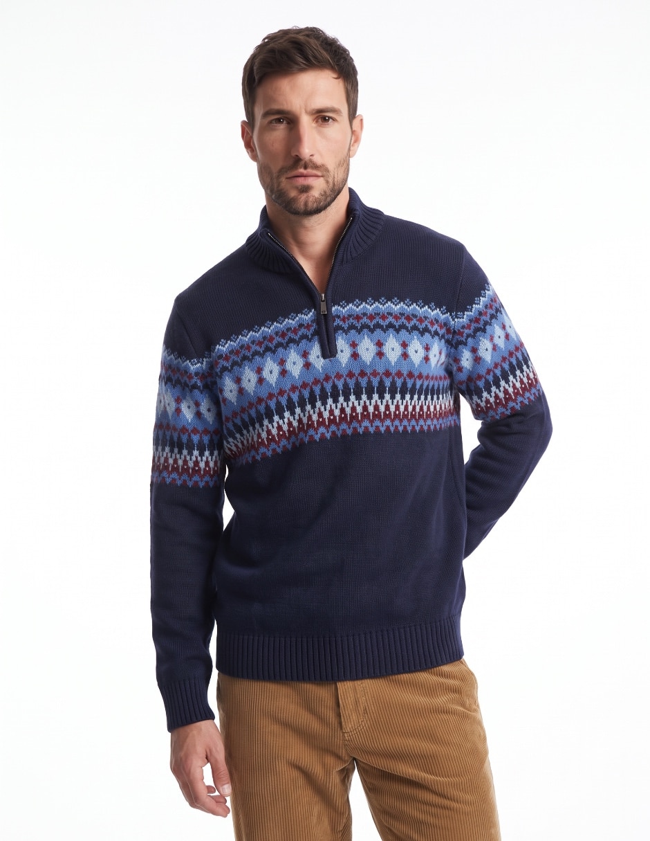 Suéter cuello con cierre para hombre Suéter cuello con cierre para hombre