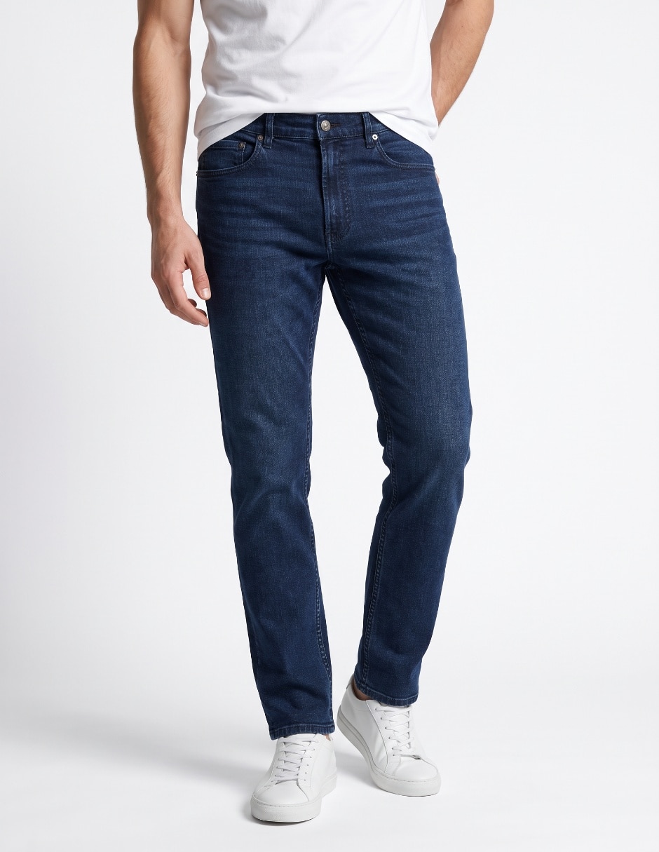 Jeans straight lavado para hombre