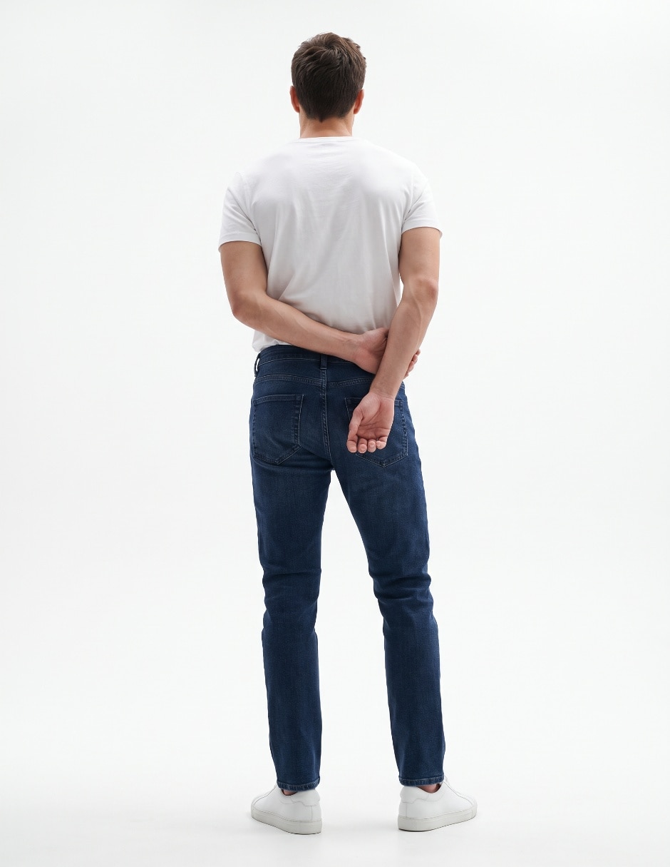 Jeans straight lavado para hombre 2