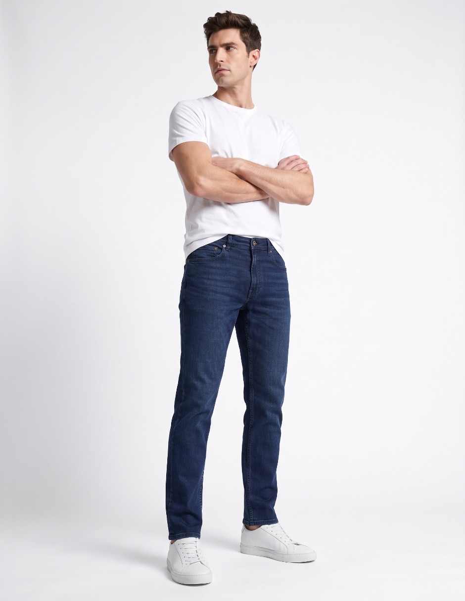 Jeans straight lavado para hombre 3