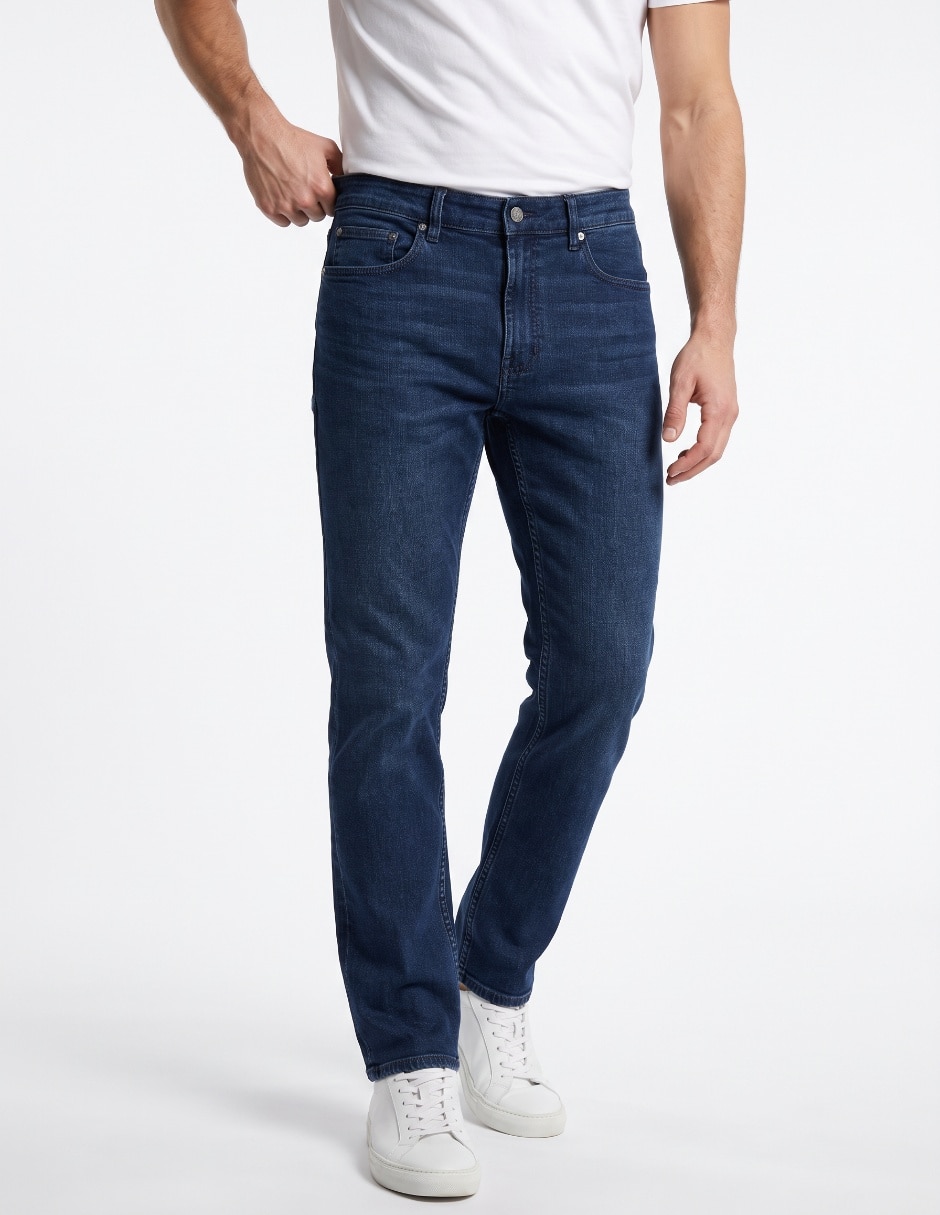 Jeans straight lavado para hombre 4