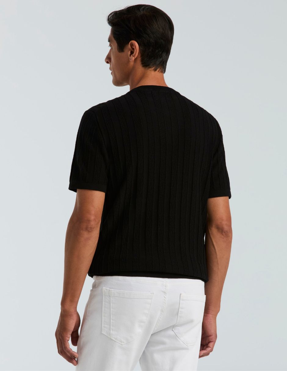 Playera playera tejida cuello henley para hombre 5