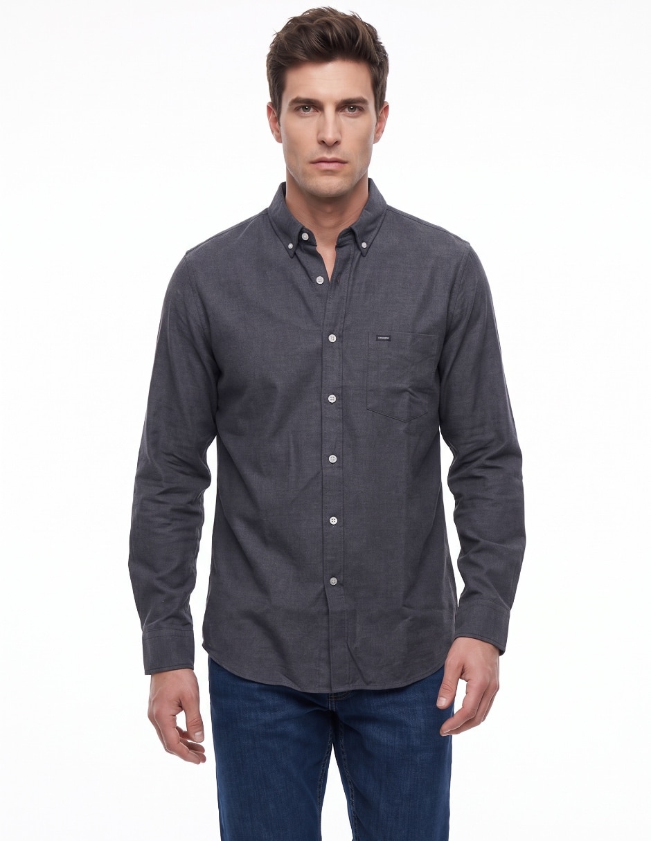 Camisa casual de algodón manga larga para hombre Camisa casual de algodón manga larga para hombre