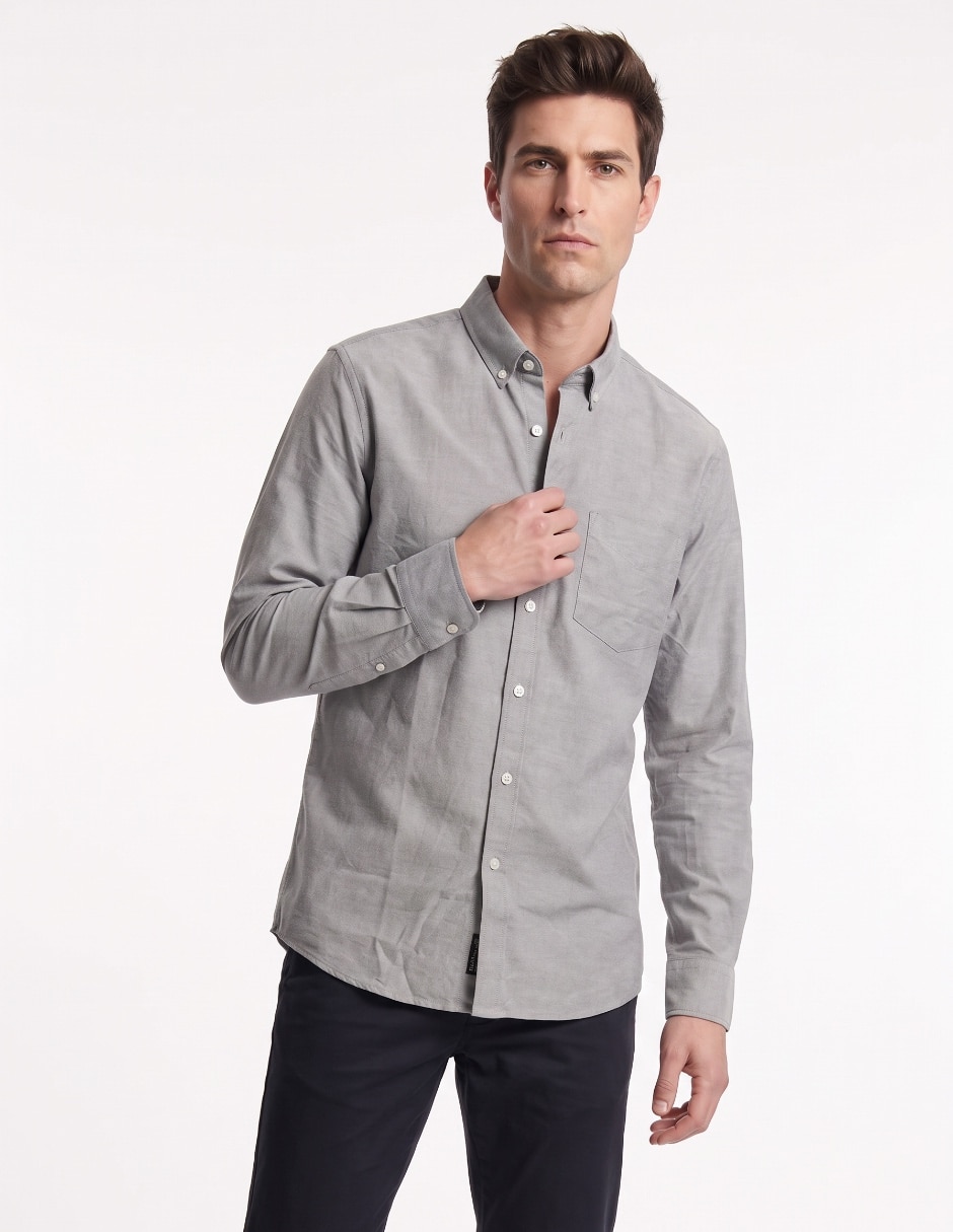 Camisa casual de algodón manga larga para hombre Camisa casual de algodón manga larga para hombre