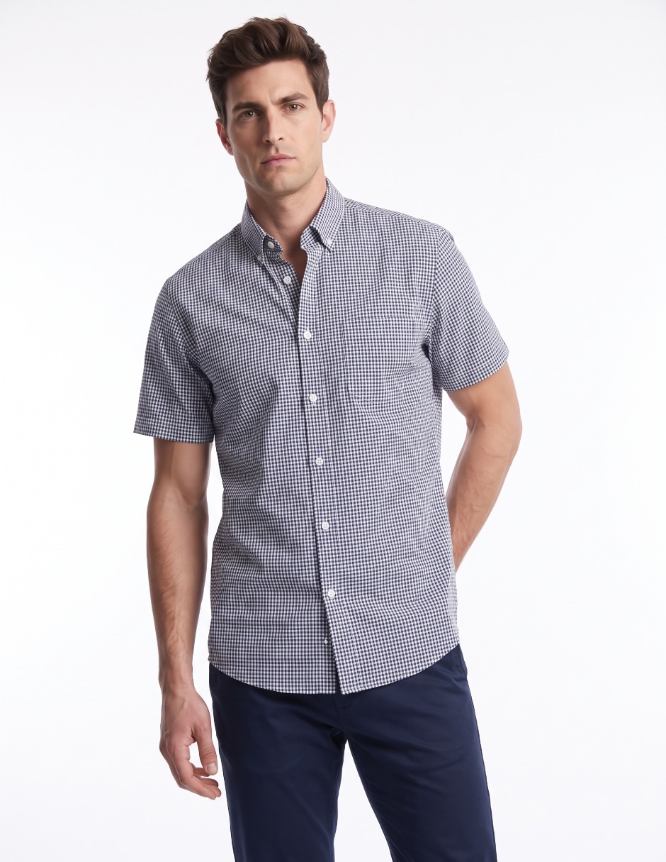 Camisa casual de algodón manga corta para hombre