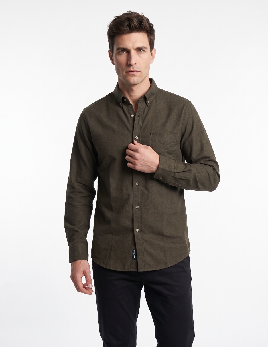 Camisa casual de algodón manga larga para hombre Camisa casual de algodón manga larga para hombre