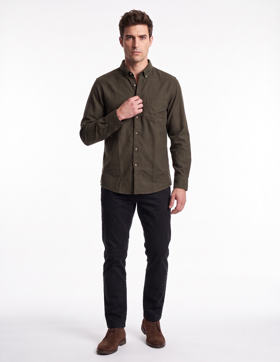 Camisa casual de algodón manga larga para hombre 3